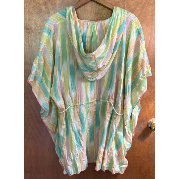 Anthropologie Lilka Pastel Yarn Striped Oversized Poncho Tunic Top NWT Hoodie - Picture 3 of 16